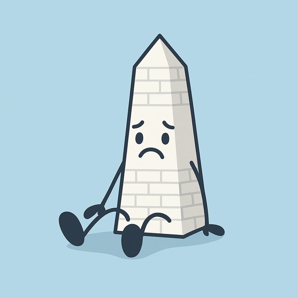 Sad cartoon Washington Monument