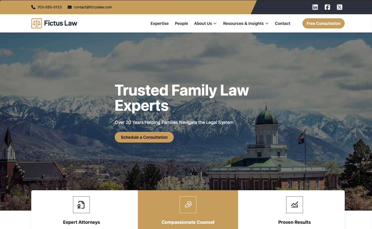 Fictus Law website preview