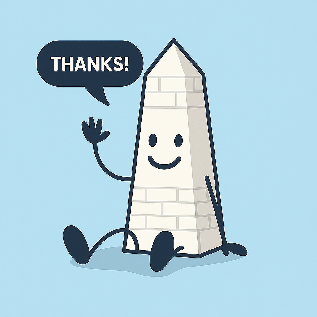 Thank you illustration with Washington Monument
